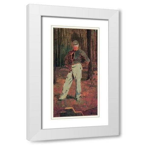 Trooper Meditating Beside A Grave White Modern Wood Framed Art Print with Double Matting by Homer, Winslow