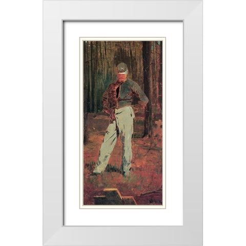 Trooper Meditating Beside A Grave White Modern Wood Framed Art Print with Double Matting by Homer, Winslow