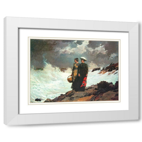 Watching The Breakers White Modern Wood Framed Art Print with Double Matting by Homer, Winslow