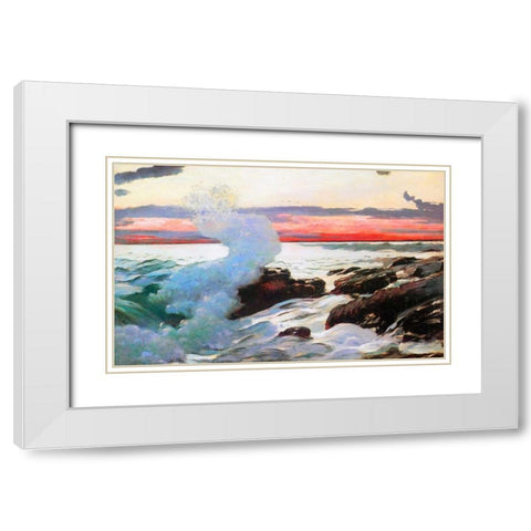 West Point Prouts Neck 1900 White Modern Wood Framed Art Print with Double Matting by Homer, Winslow