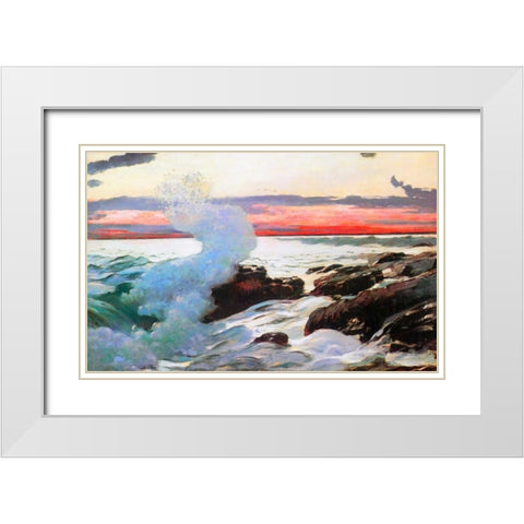 West Point Prouts Neck 1900 White Modern Wood Framed Art Print with Double Matting by Homer, Winslow