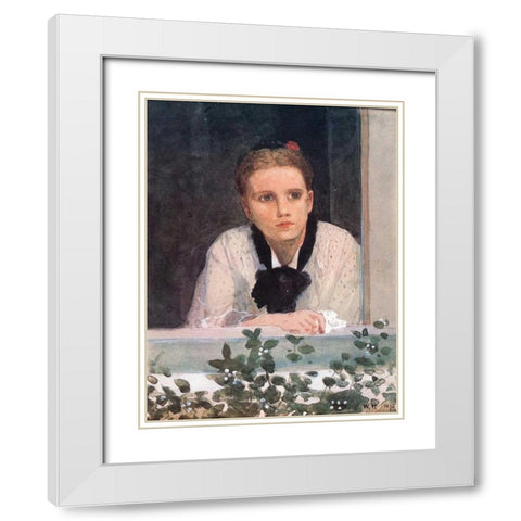 Young Girl At Window White Modern Wood Framed Art Print with Double Matting by Homer, Winslow