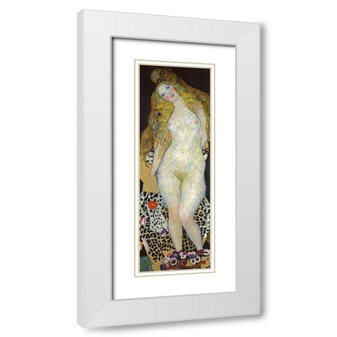 Adam And Eve White Modern Wood Framed Art Print with Double Matting by Klimt, Gustav