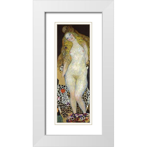 Adam And Eve White Modern Wood Framed Art Print with Double Matting by Klimt, Gustav