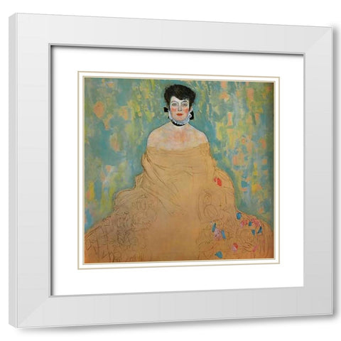 Amalie Zuckerkandl 1918 White Modern Wood Framed Art Print with Double Matting by Klimt, Gustav