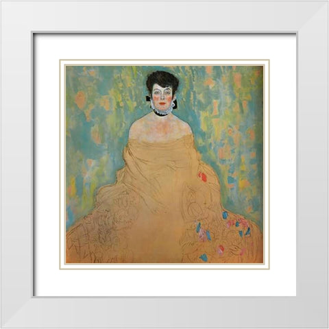 Amalie Zuckerkandl 1918 White Modern Wood Framed Art Print with Double Matting by Klimt, Gustav