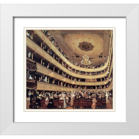 Auditorium Of The Old Burgtheater 1888 White Modern Wood Framed Art Print with Double Matting by Klimt, Gustav