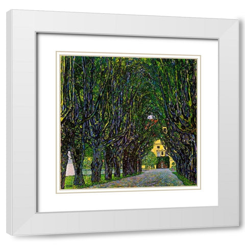 Avenue In Schloss Kammer Park 1913 White Modern Wood Framed Art Print with Double Matting by Klimt, Gustav