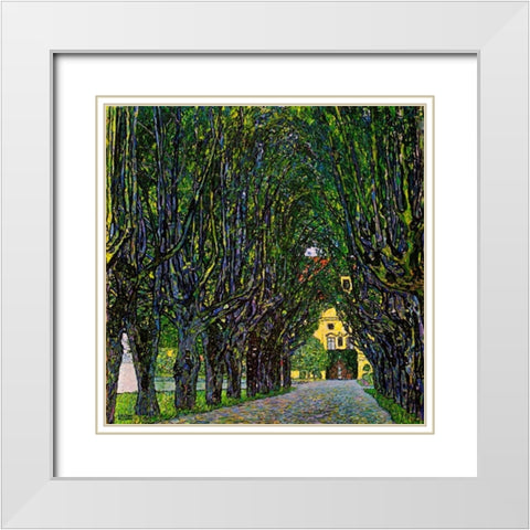Avenue In Schloss Kammer Park 1913 White Modern Wood Framed Art Print with Double Matting by Klimt, Gustav