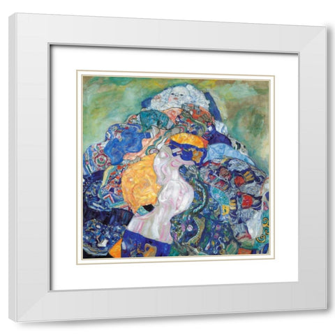 Baby 1917 White Modern Wood Framed Art Print with Double Matting by Klimt, Gustav