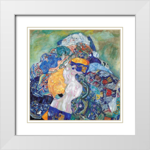 Baby 1917 White Modern Wood Framed Art Print with Double Matting by Klimt, Gustav