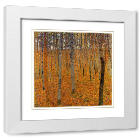 Beech Forest I 1902 White Modern Wood Framed Art Print with Double Matting by Klimt, Gustav
