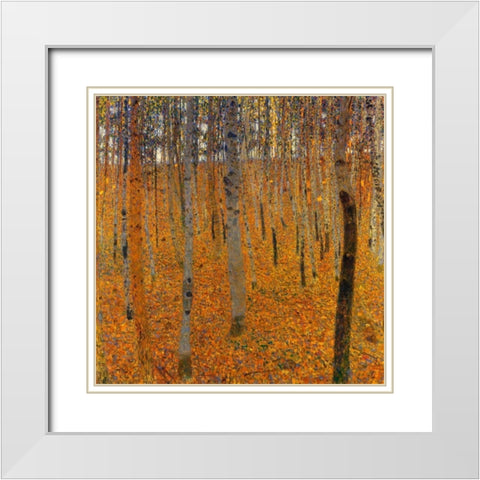 Beech Forest I 1902 White Modern Wood Framed Art Print with Double Matting by Klimt, Gustav