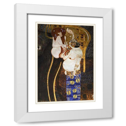 Beethoven Frieze (detail 2) White Modern Wood Framed Art Print with Double Matting by Klimt, Gustav