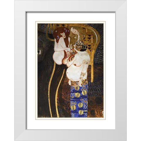 Beethoven Frieze (detail 2) White Modern Wood Framed Art Print with Double Matting by Klimt, Gustav