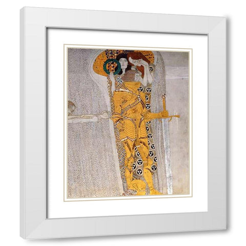 Beethoven Frieze (detail 3) White Modern Wood Framed Art Print with Double Matting by Klimt, Gustav