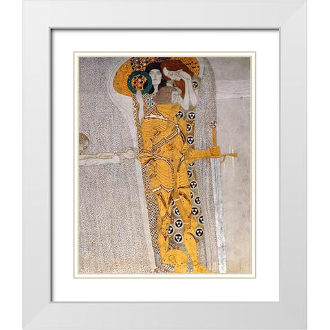 Beethoven Frieze (detail 3) White Modern Wood Framed Art Print with Double Matting by Klimt, Gustav