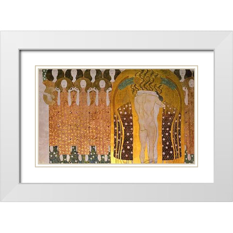 Beethoven Frieze (detail)1902 White Modern Wood Framed Art Print with Double Matting by Klimt, Gustav