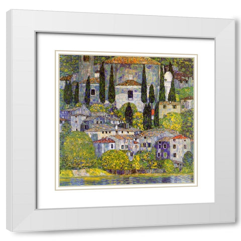 Church At Cassone Sul Garda White Modern Wood Framed Art Print with Double Matting by Klimt, Gustav
