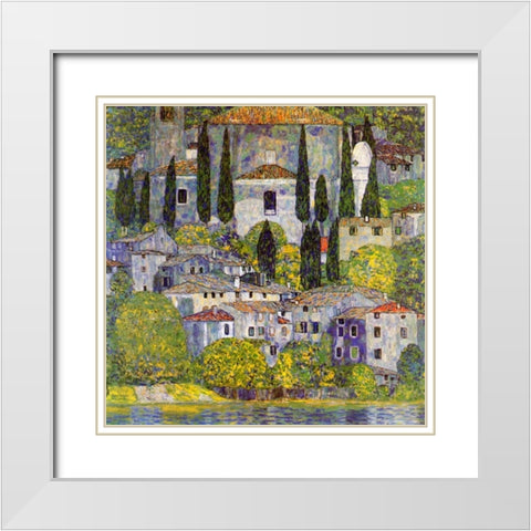 Church At Cassone Sul Garda White Modern Wood Framed Art Print with Double Matting by Klimt, Gustav