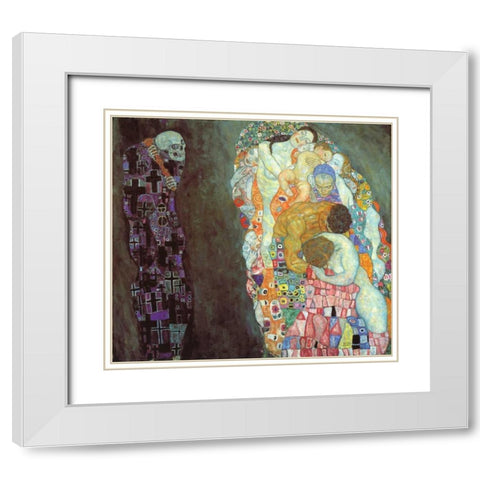 Death And Life White Modern Wood Framed Art Print with Double Matting by Klimt, Gustav