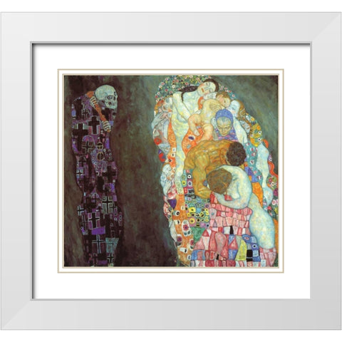 Death And Life White Modern Wood Framed Art Print with Double Matting by Klimt, Gustav