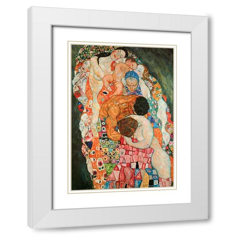 Death And Life 2 White Modern Wood Framed Art Print with Double Matting by Klimt, Gustav