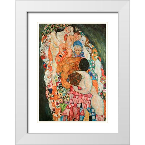 Death And Life 2 White Modern Wood Framed Art Print with Double Matting by Klimt, Gustav