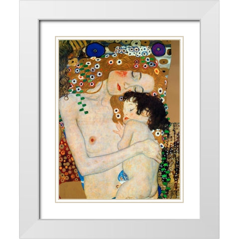 Die Drei Lebensalter White Modern Wood Framed Art Print with Double Matting by Klimt, Gustav