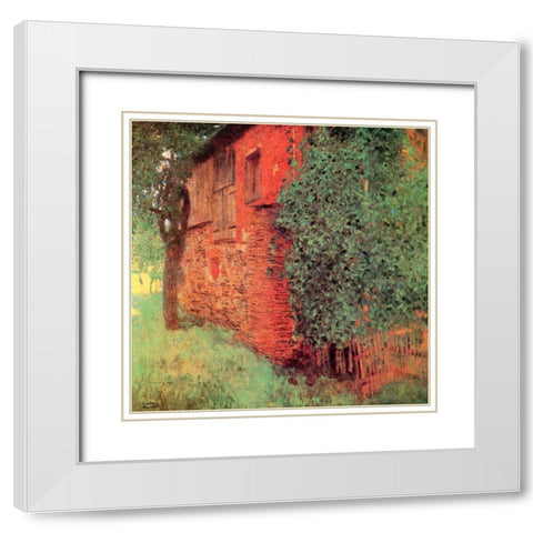 Farmhouse At Kammer White Modern Wood Framed Art Print with Double Matting by Klimt, Gustav