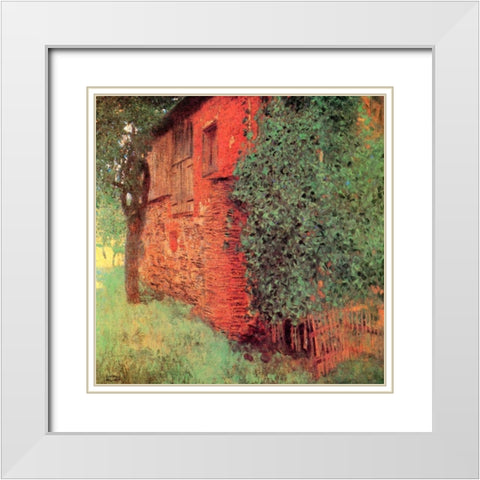 Farmhouse At Kammer White Modern Wood Framed Art Print with Double Matting by Klimt, Gustav