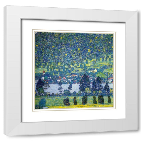 Forest Slope In Unterach On The Attersee 1917 White Modern Wood Framed Art Print with Double Matting by Klimt, Gustav