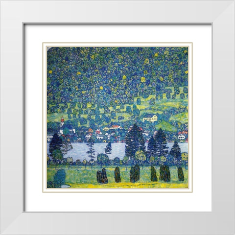 Forest Slope In Unterach On The Attersee 1917 White Modern Wood Framed Art Print with Double Matting by Klimt, Gustav