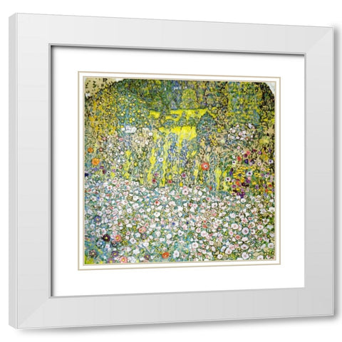 Garden Landscape With Hilltop 1916 White Modern Wood Framed Art Print with Double Matting by Klimt, Gustav