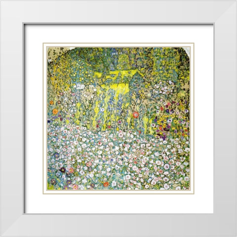 Garden Landscape With Hilltop 1916 White Modern Wood Framed Art Print with Double Matting by Klimt, Gustav