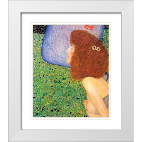 Girl With Blue Veil 1903 White Modern Wood Framed Art Print with Double Matting by Klimt, Gustav