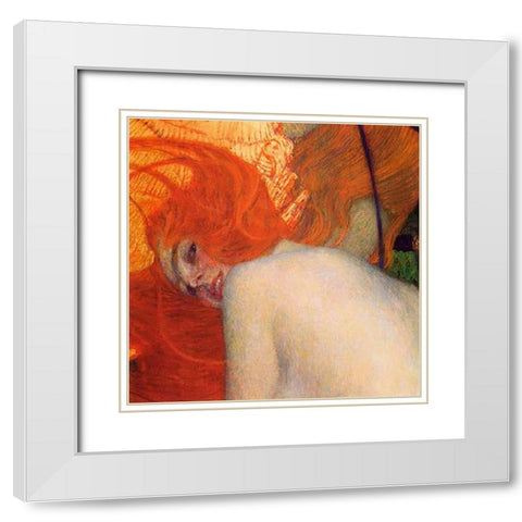 Goldfish (detail) 1902 White Modern Wood Framed Art Print with Double Matting by Klimt, Gustav