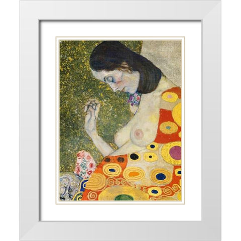 Hope II (detail) 1908 White Modern Wood Framed Art Print with Double Matting by Klimt, Gustav