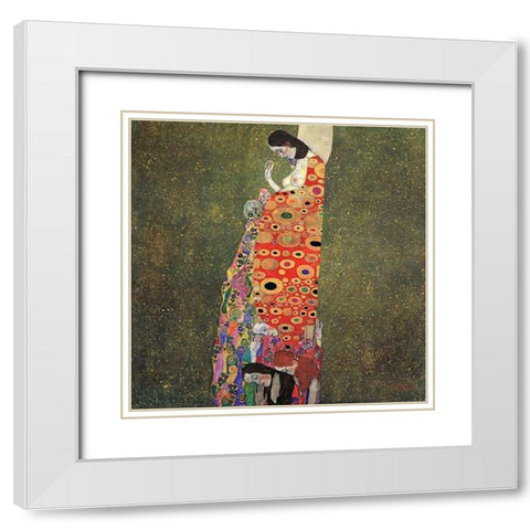 Hope II 1908 White Modern Wood Framed Art Print with Double Matting by Klimt, Gustav