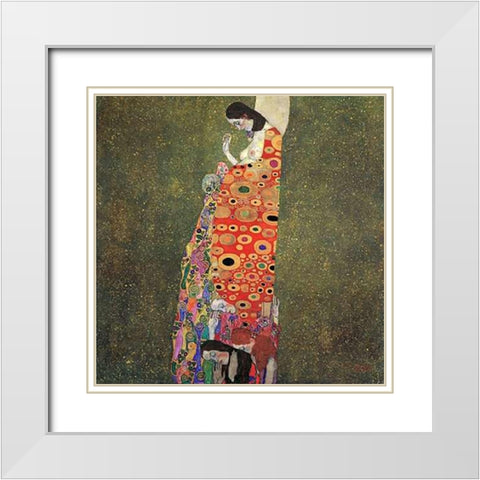 Hope II 1908 White Modern Wood Framed Art Print with Double Matting by Klimt, Gustav