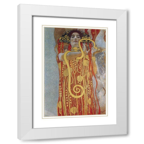 Hygeia White Modern Wood Framed Art Print with Double Matting by Klimt, Gustav
