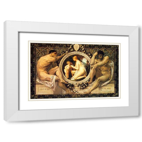 Idyll 1884 White Modern Wood Framed Art Print with Double Matting by Klimt, Gustav