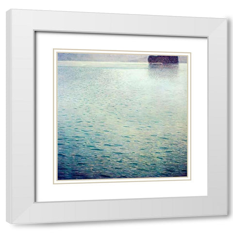 Island In Lake Atter White Modern Wood Framed Art Print with Double Matting by Klimt, Gustav