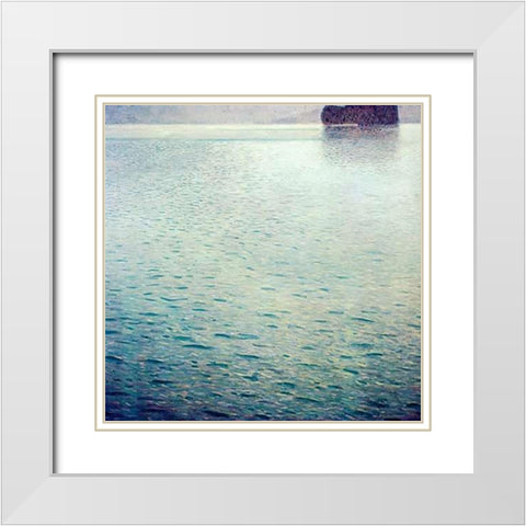Island In Lake Atter White Modern Wood Framed Art Print with Double Matting by Klimt, Gustav