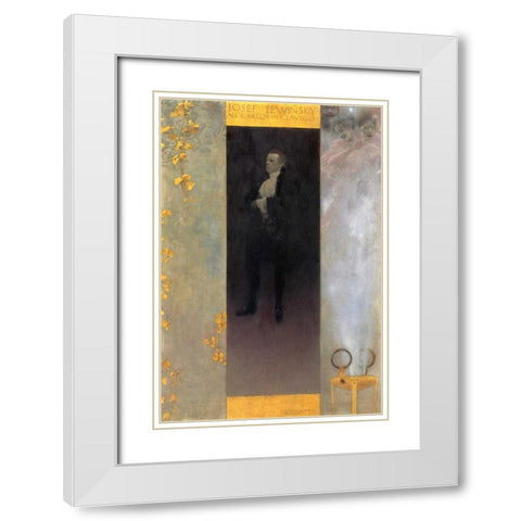 Josef Lewinsky 1895 White Modern Wood Framed Art Print with Double Matting by Klimt, Gustav