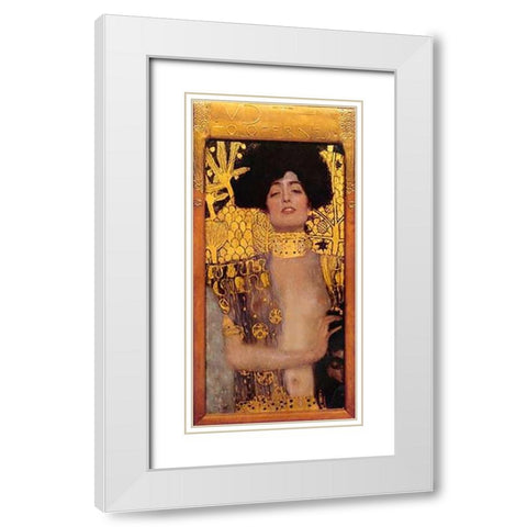 Judith (2) White Modern Wood Framed Art Print with Double Matting by Klimt, Gustav