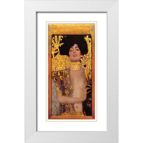 Judith (2) White Modern Wood Framed Art Print with Double Matting by Klimt, Gustav
