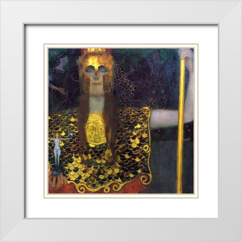 Pallas Athena 1898 White Modern Wood Framed Art Print with Double Matting by Klimt, Gustav