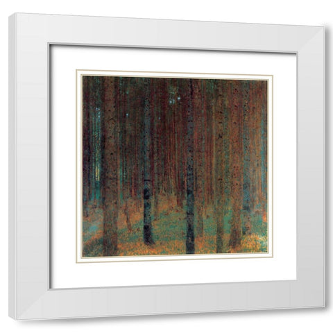 Pine Forest II 1901 White Modern Wood Framed Art Print with Double Matting by Klimt, Gustav