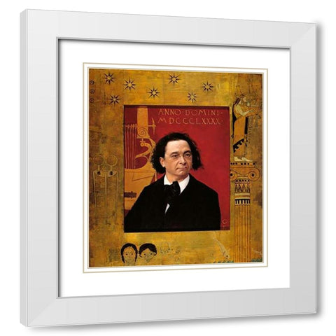 Portrait Of Josef Pembauer 1890 White Modern Wood Framed Art Print with Double Matting by Klimt, Gustav